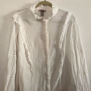 Worn once, lace detailed cotton blouse
